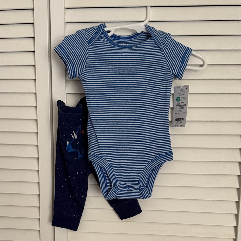 NWT Carter's Blue and White Striped Bodysuit
